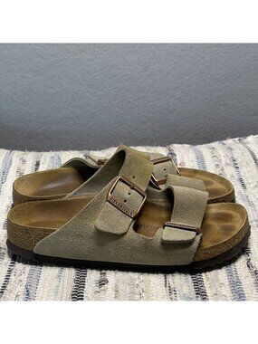 Birkenstock Arizona Olive Suede Leather Sandals Womens 37 EU / 6-6.5 US